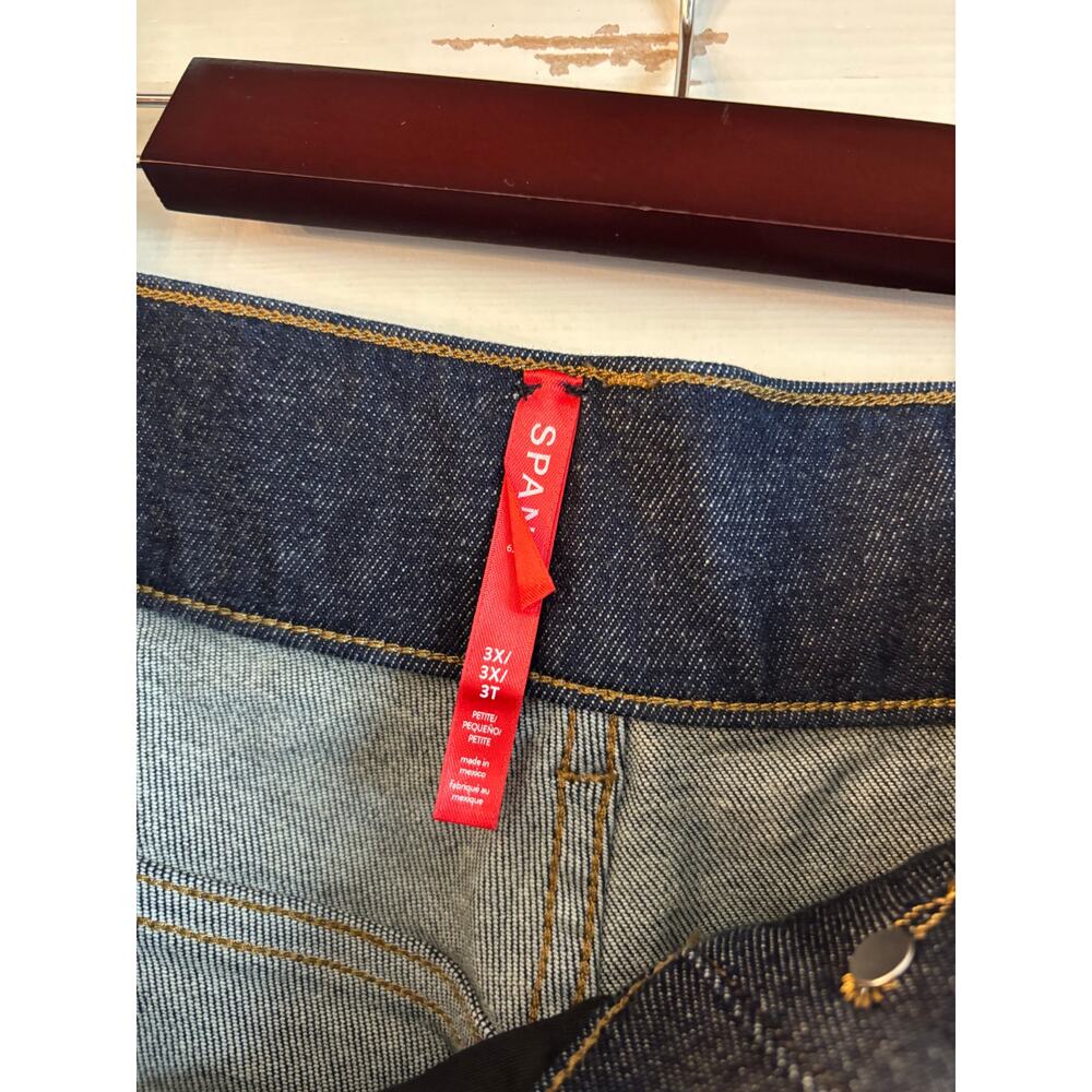 NWT Spanx Cuffed Straight Leg Jeans in Raw Indigo Size 3X PETITE Pull On - Picture 7 of 7